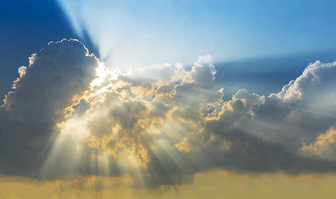 sun breaking through clouds